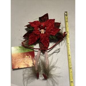 Patience Brewster Christmas Krinkles Red Poinsettia Fairy 6" Ornament Dept 56
